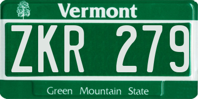 VT license plate ZKR279