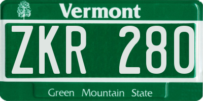VT license plate ZKR280