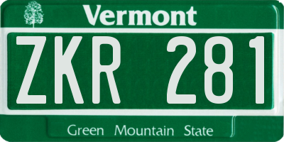 VT license plate ZKR281