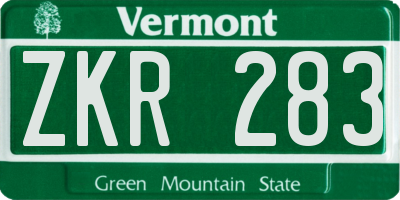 VT license plate ZKR283