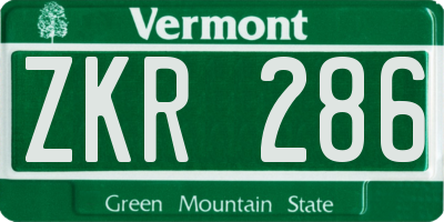 VT license plate ZKR286