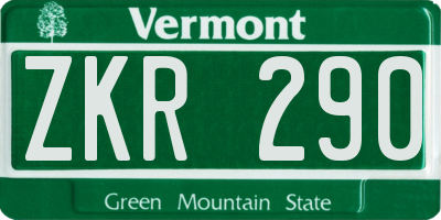 VT license plate ZKR290