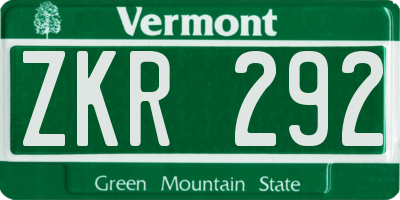VT license plate ZKR292