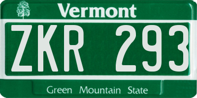 VT license plate ZKR293