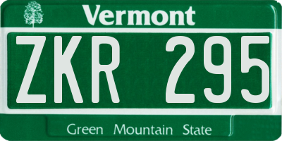 VT license plate ZKR295