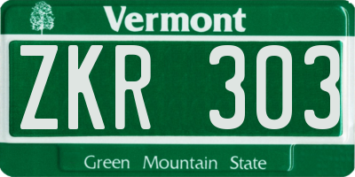 VT license plate ZKR303