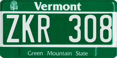 VT license plate ZKR308