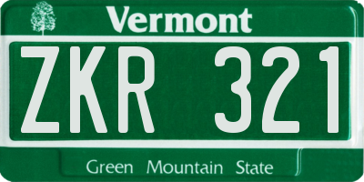 VT license plate ZKR321