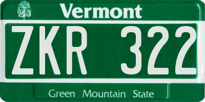 VT license plate ZKR322