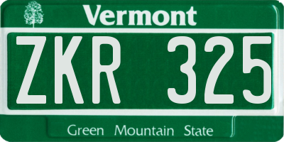 VT license plate ZKR325