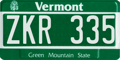 VT license plate ZKR335