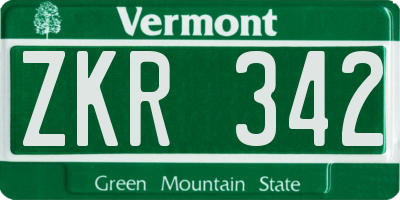 VT license plate ZKR342