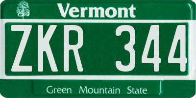 VT license plate ZKR344