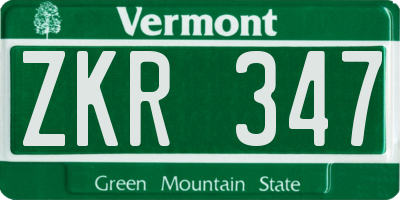 VT license plate ZKR347