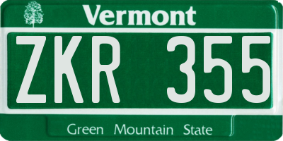 VT license plate ZKR355