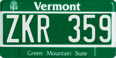 VT license plate ZKR359