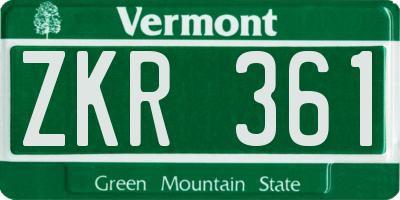 VT license plate ZKR361