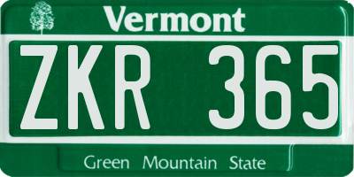 VT license plate ZKR365