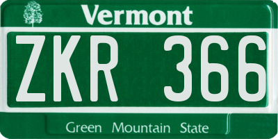 VT license plate ZKR366