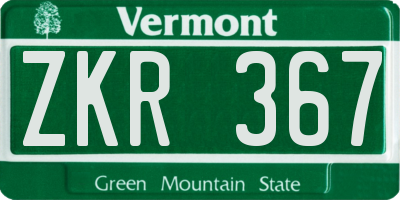 VT license plate ZKR367
