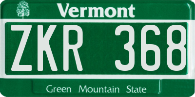 VT license plate ZKR368