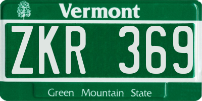 VT license plate ZKR369