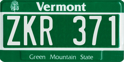 VT license plate ZKR371