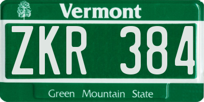 VT license plate ZKR384