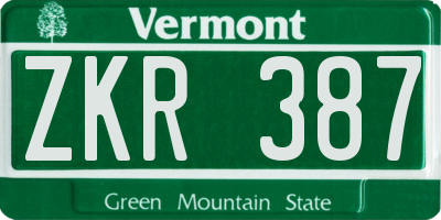 VT license plate ZKR387