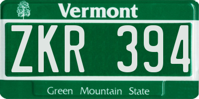 VT license plate ZKR394