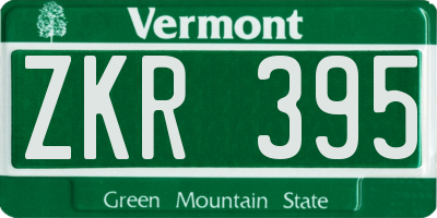 VT license plate ZKR395