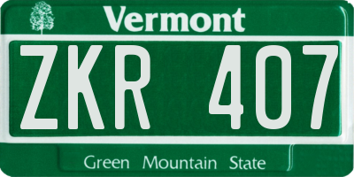 VT license plate ZKR407
