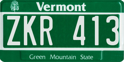 VT license plate ZKR413