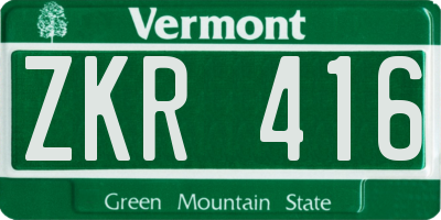 VT license plate ZKR416