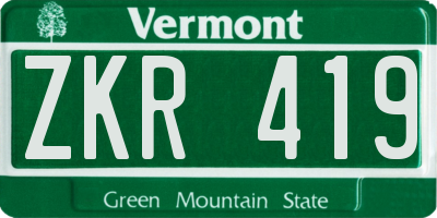 VT license plate ZKR419