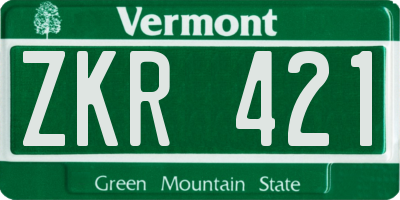 VT license plate ZKR421
