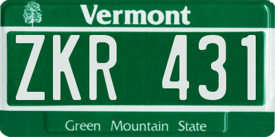 VT license plate ZKR431