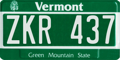 VT license plate ZKR437