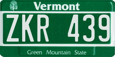 VT license plate ZKR439