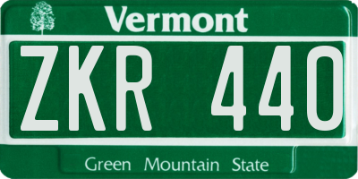 VT license plate ZKR440
