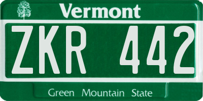 VT license plate ZKR442