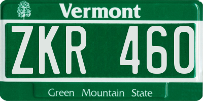 VT license plate ZKR460