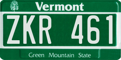 VT license plate ZKR461