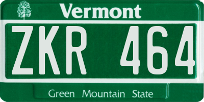 VT license plate ZKR464