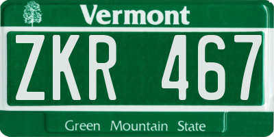 VT license plate ZKR467