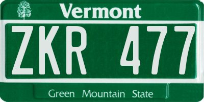VT license plate ZKR477