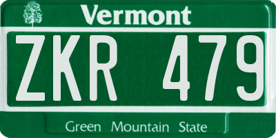 VT license plate ZKR479