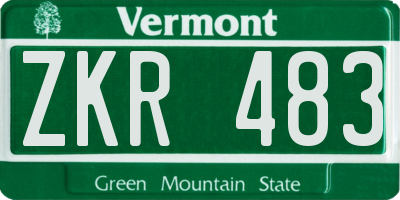 VT license plate ZKR483