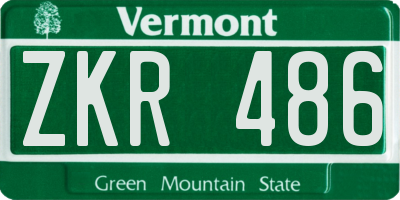 VT license plate ZKR486
