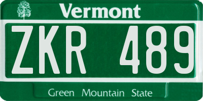 VT license plate ZKR489